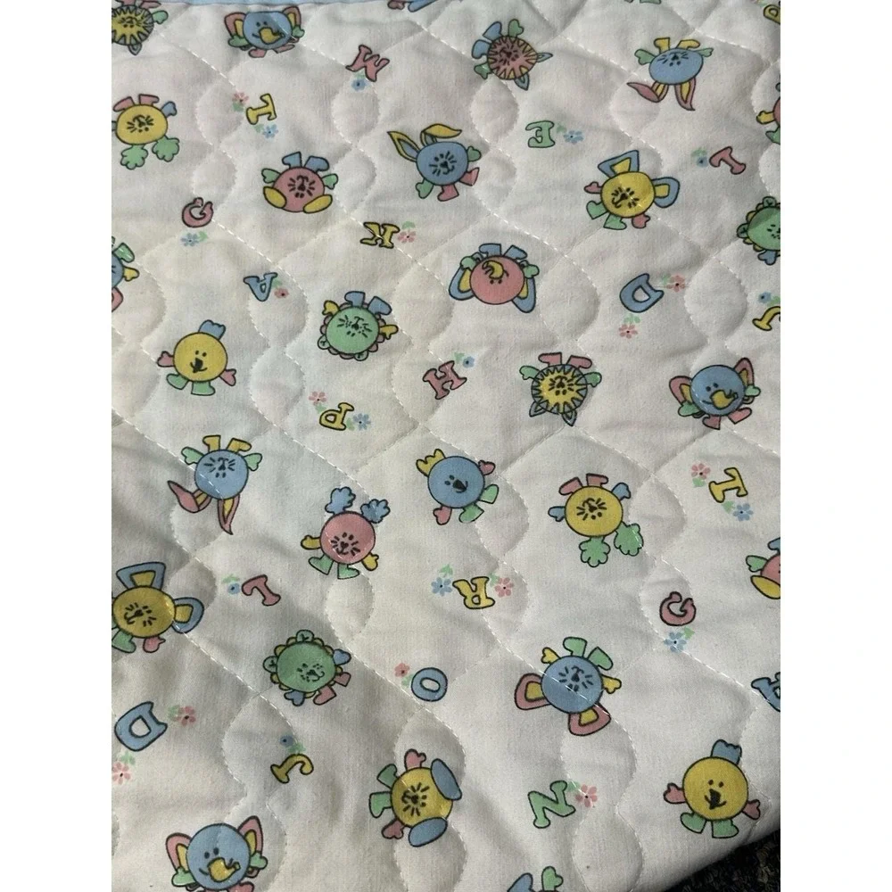 Vintage General greeting Co. baby crib blanket comforter‎ blue fringe